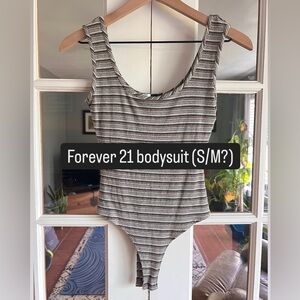 Forever 21 Black and White Striped Bodysuit